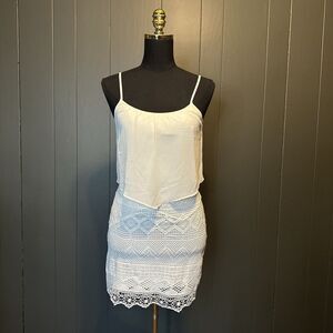 American Eagle Women’s Tank Top Lace Dress Eyelet Y2K‎ Ivory SZ 0